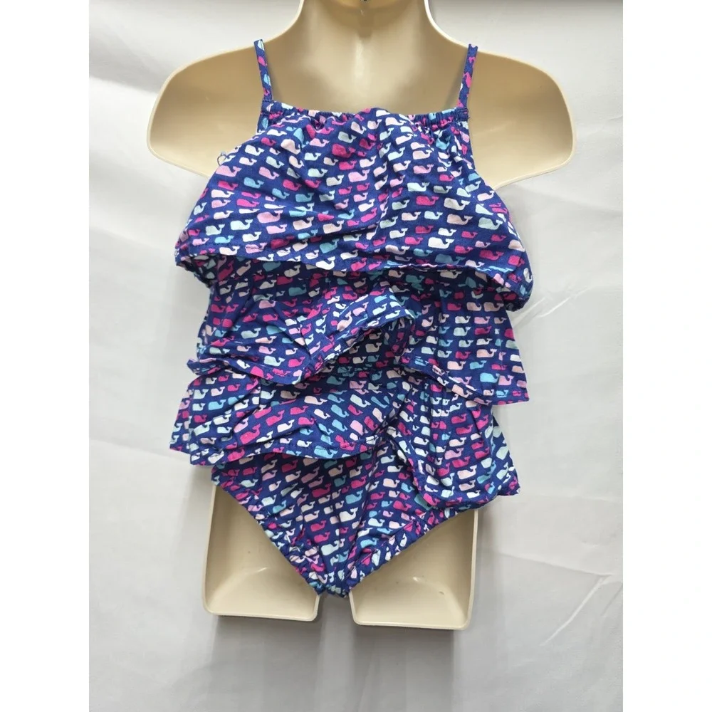 Vineyard Vines For Target Blue Whale Ruffled Bubble Romper Sz 0-3 Months